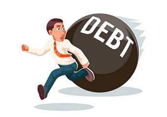 Banking economic crisis run away businessman debt escape attempt scared stress isolated character cartoon vector illustration
